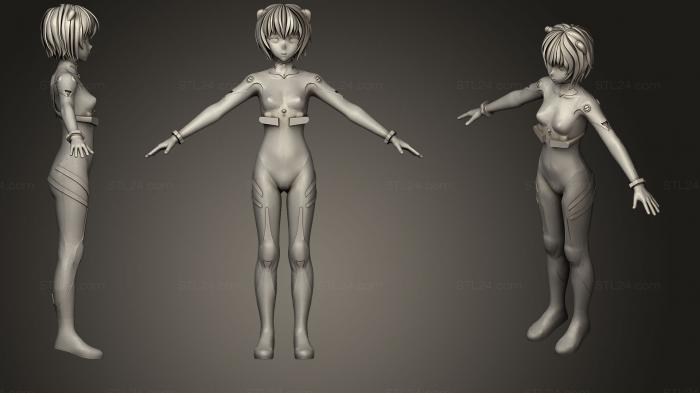 Статуэтки девушки (Рей Аянами, STKGL_0349) 3D модель для ЧПУ станка